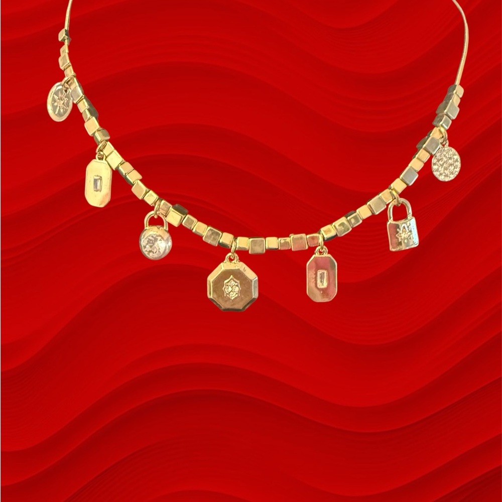 Posh Gold Necklace with Crystal Charms